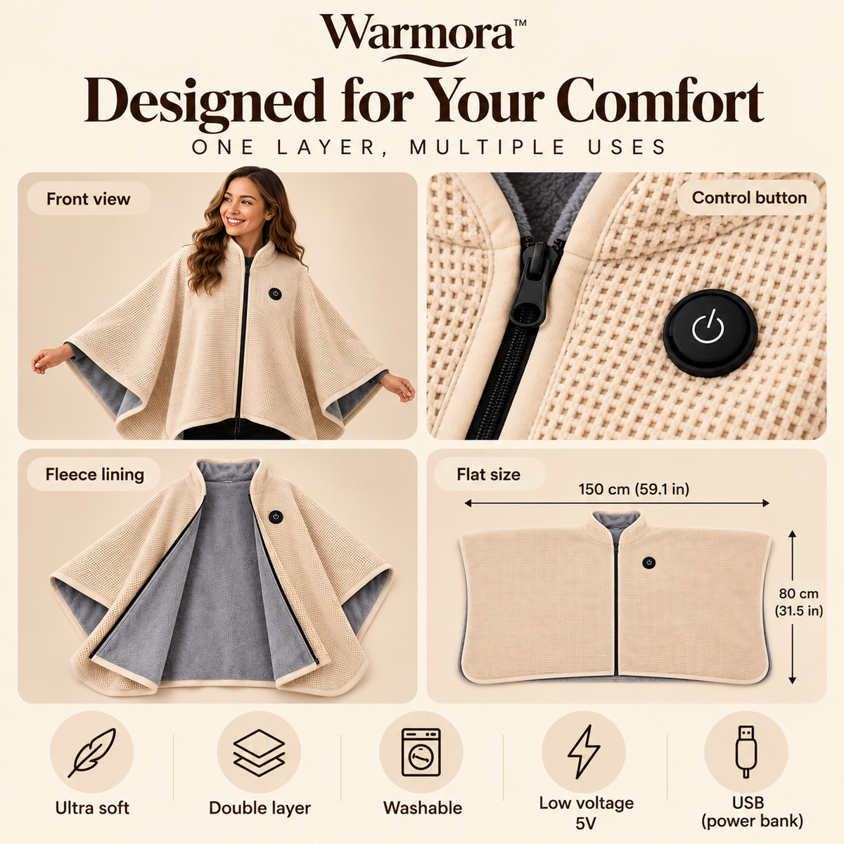Heated Poncho: 8 Hours of Cozy Warmth